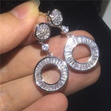 Gorgeous 925 Silver Filled Hoop Earring Women Cubic Zircon Wedding Jewelry Gift