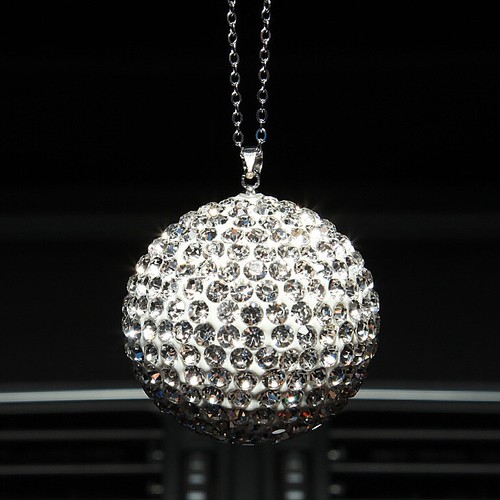 Bling Car Rear View Mirror Pendant Crystal Ornament Hanging Accessories Ball Car - Foto 18 di 18