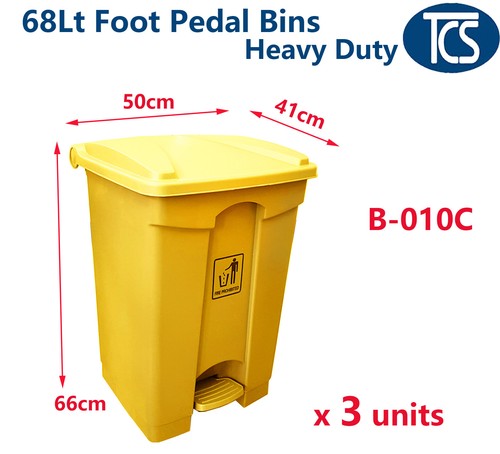 New Box of 30/ 45/ 68L Yellow Medical Clinical Waste Rubbish Foot Pedal Bins - Picture 14 of 14