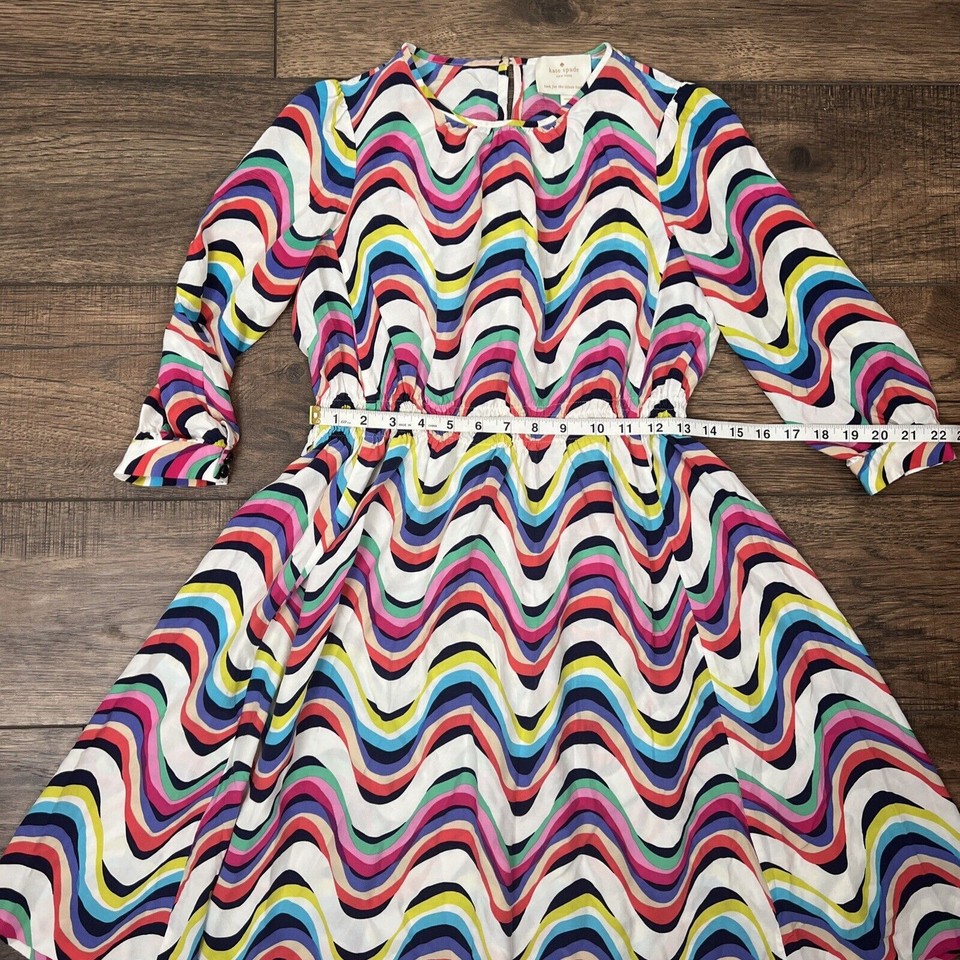 Kate Spade Brighton Zari Long Sleeve Dress Multicolor Silk Blend