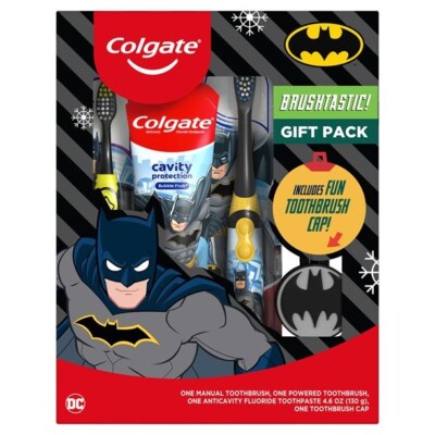 Batman 4 Piece Gift Set Power & Manual Toothbrush Toothpaste and Batman Cap