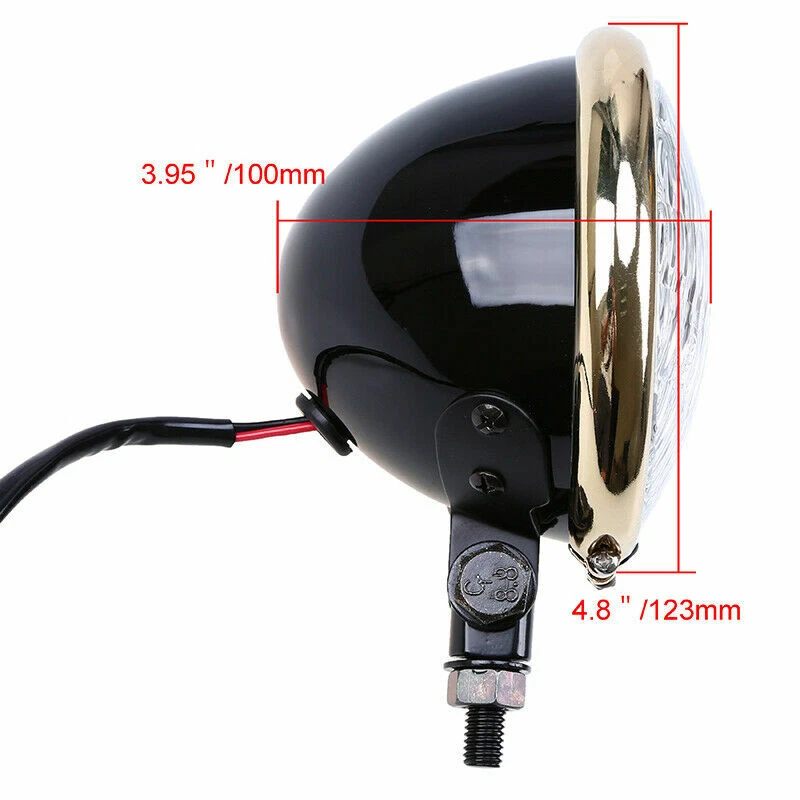 Faro LED ámbar universal para motocicleta 4,8" para Harley Chopper Bobber Foto 4 de 4