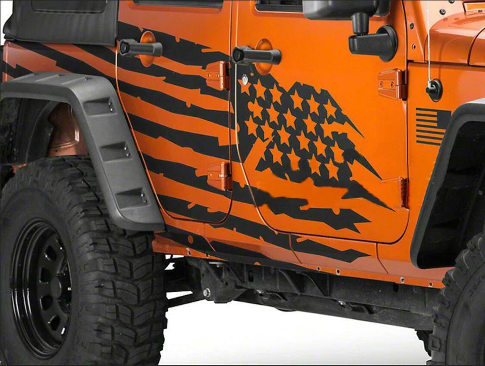 Graphics American Flag Sticker Kit For Jeep Wrangler Rubicon 4 Door Fender Decal - Image 2 of 4