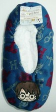 Harry Potter Slipper Socks 1 Pair Fuzzy Faux Fir Soft Adult Size 7-9.5 Blue