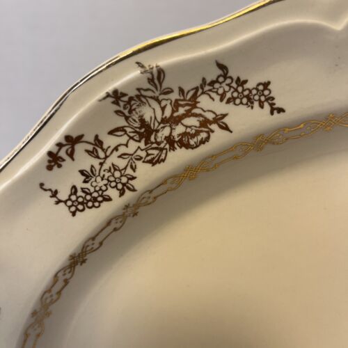 VINTAGE EDWIN M KNOWLES CHINA CO., Oval Serving Platter With Gold Trim 15” NICE - Picture 6 of 9