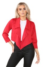 LADIES CROPPED STYLE WATERFALL BLAZER JACKET WOMAN COAT TOP  PLUS SIZE UK 8-26