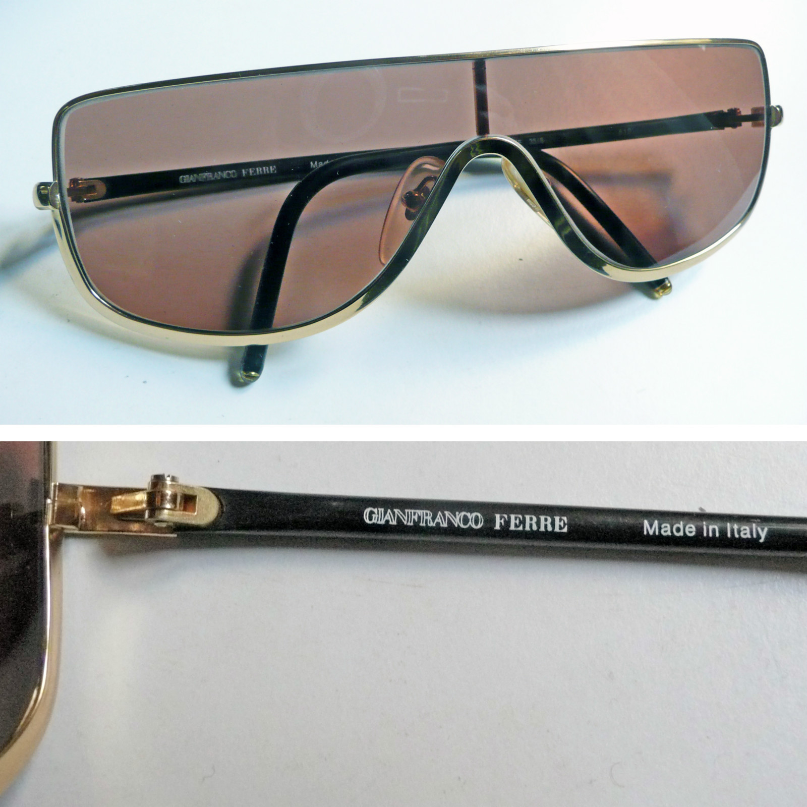 Lunettes De Soleil Gianfranco Ferré – Monture Noire Plastique – Lentilles Noires – Occasion