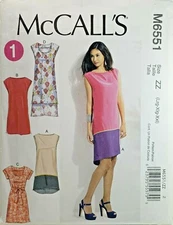 McCall's M6551 Dropped Shoulder Sheath Dress Sz 16-26 UNCUT Sewing Pattern