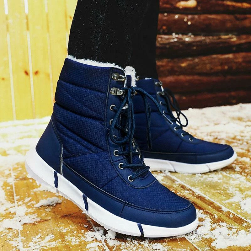 Men's Snow Boots Warm Fur Waterproof Mid Calf Lightweight Winter