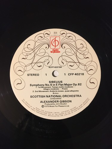 SIBELIUS - Symphony No 5 "En Saga" GIBSON Scottish N.O. CFP 40218 VG/VG - Picture 4 of 6