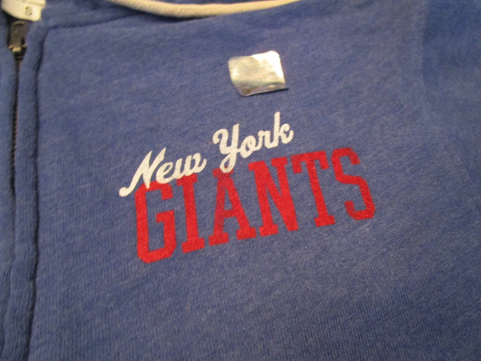 NUEVA COMIDA CHATARRA NFL NEW YORK GIANTS MUJER CREMALLERA FRONTAL SUDADERA CHAQUETA AZUL PEQUEÑA Foto 2 de 4