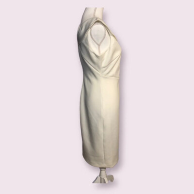calvin klein white dress with gold zipper Calvin Klein Lace-Up V-Neck Zipper Sleeve Dress Black Gold Detailing S main image 1