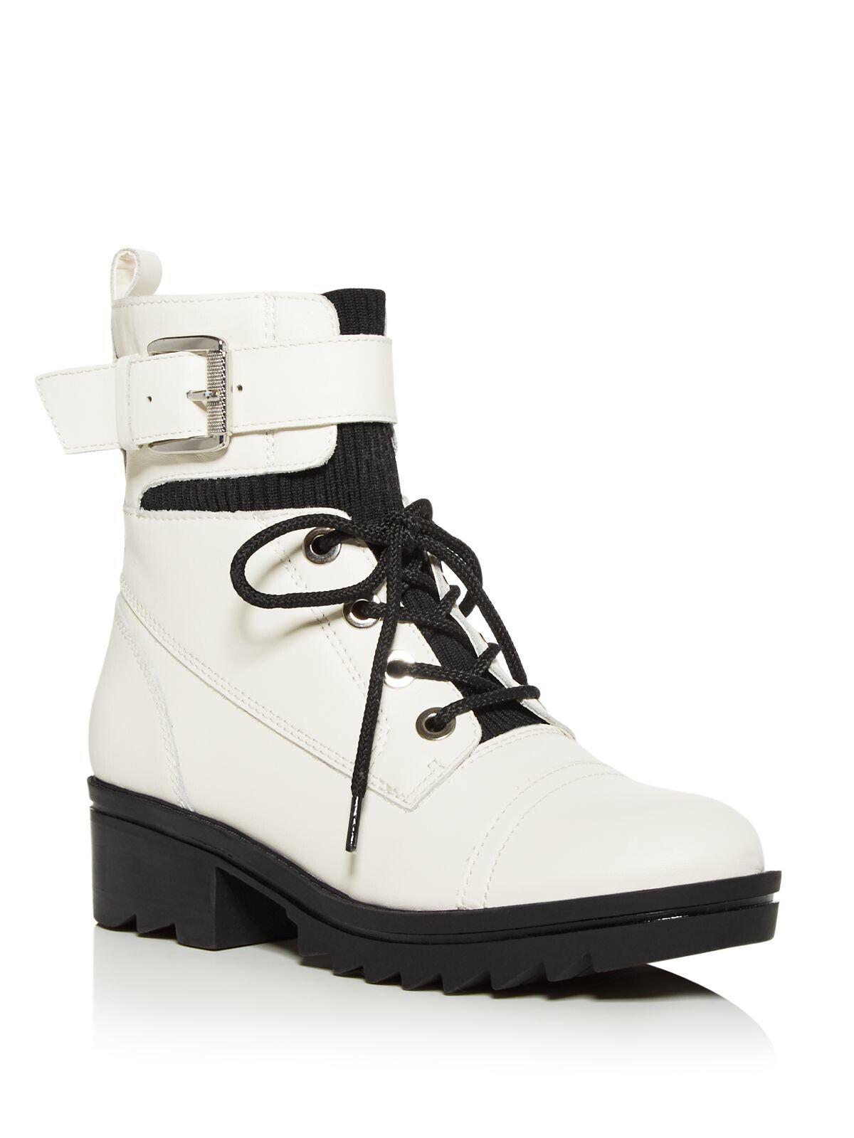 Женские армейские ботинки MARC FISHER Womens White на платформе 1, кожаные ботинки Bristyn на блочном каблуке, 8 М