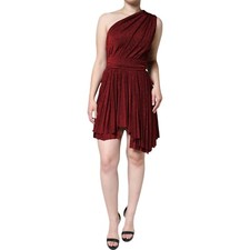 DOLCE & GABBANA Dress Red One Shoulder Pleated A-line Mini IT40 / US6/ S 4000usd