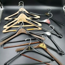 VTG Plastic Coat Pant Suit Hangers Curved Heavy Duty 17" Some Advertising 11 PC