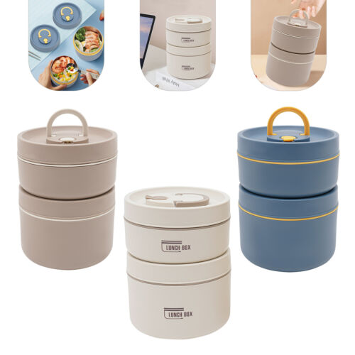 Round Lunch Box Portable Insulated Lunch Container Set Stainless Steel Bento Box