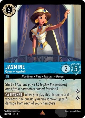Disney Lorcana - Jasmine Queen of Agrabah - Rare NM - Plus Free