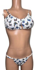 Y2K style Butterflies String Bikini US 6 padded cups coquette 2piece nwts beach