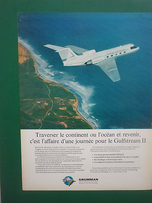 10/1968 PUB GRUMMAN AIRCRAFT ENGINEERING GULFSTREAM II BIZJET ORIGINAL FRENCH AD