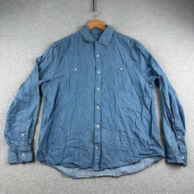Mack Weldon Shirt Mens Large Blue Button Down Long Sleeve