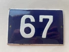 Vintage Enamel Porcelain House Number 67 Door Sign