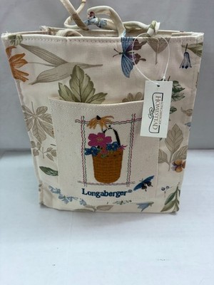 Longaberger HomeStead 100% Cotton Tiny Tote Botanical  Double Handle Tote Bag NW