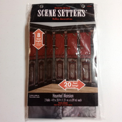 Amscan Haunted Mansion Scene Setter Backdrop Room Roll 8'x20' Halloween Decor