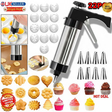 STAINLESS STEEL 22PCS BISCUIT COOKIE ICING CAKE DECORATING SET PIPING GUN UK