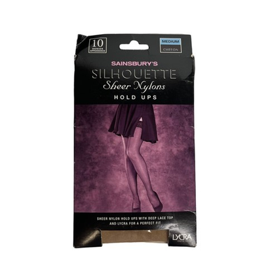 #ad Sainsburys Silhouette Sheer Nylons Hold Ups10 Denier Chiffon Medium New $12.00