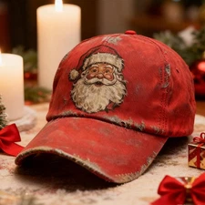 Santa Claus Print Baseball Cap Christmas Red Funny Vintage Baseball Hats For Men