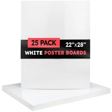 Hygloss Large Poster Board 22x28 - 25 Poster Boards Bulk Pack - 10 Pt. Thickn...