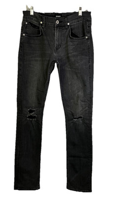 Hudson Blake Slim Straight Distressed Black Jeans Mens 30