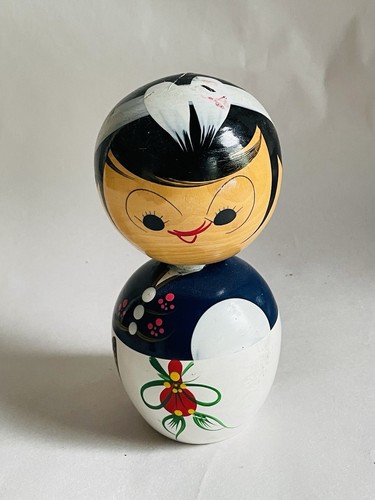 Ancienne poupée japonaise Kokeshi vintage 6" en bois unique