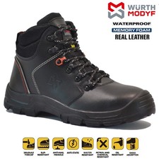 MENS LEATHER WATERPROOF SAFETY STEEL TOE CAP WALKING HIKING WORK ANKLE BOOTS