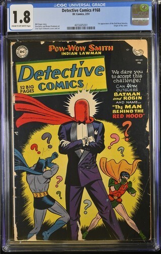 Detective Comics #168 1951 CGC 1.8 Batman 1st app Red Hood identity