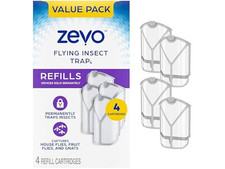 New Zevo Flying Insect Trap Refills- 4 Cartridges, Odorless  Mess-Free