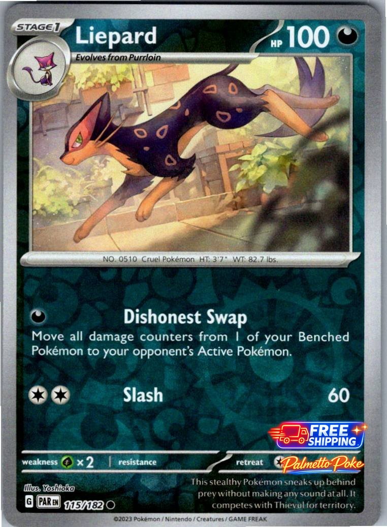 Liepard 115/182 Reverse Holo Paradox Rift Pokemon NM/LP
