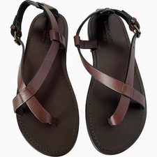 Sandali bassi Saint Laurent Pepe in pelle marrone con cinturino 38,5 resort estivi