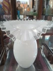 Vintage Fenton White Milk Glass Silver Crest Ruffled Vase