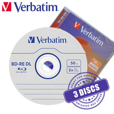Verbatim BD-RE DL 50GB 2x Blu-ray 50 GB Rewritable Dual Layer Hard Coat 3 Discs