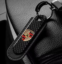 Porsche Keyring Carbon Red Leather Boxster 911 Cayman Macan Cayenne GT3 Turbo S