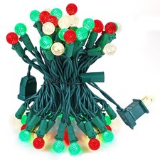 Red White and Green Christmas Lights Outdoor Faceted G15 50 LED 17ft Plug in ...