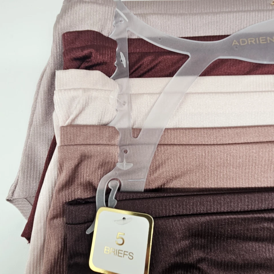 ADRIENNE VITTADINI 5 PK Mujer M L Satinado Logo Calzoncillos Beige Granate Crema Marrón Foto 4 de 4