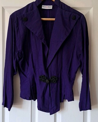 Vintage Retro 1980er West & Webb blau/lila Jacke - Gr. 10