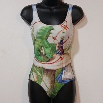 Lotus All Over Print Bodysuit 1 Piece Womans Sz Small Hooka Bali Floral Bathing