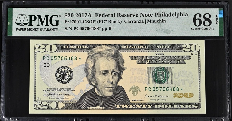 USA, 2017A, Federal Reserve Philadelphia , $20, PMG 68 EPQ , Fr#7001-CSOI* Star - Image 2 of 3