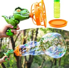 Dinosaur Bubble Gun with Solution, Outdoor Bubble Machine Toy -Kids- Parties NEW