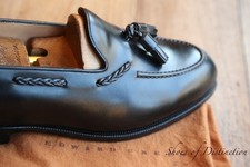 Edward Green Black Leather Tasselled Shoes Loafers Men's UK 8.5 US 9 E 42.5