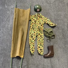 Vintage Action Man Palitoy Army Medic Outfit+ helmet + bag + stretcher