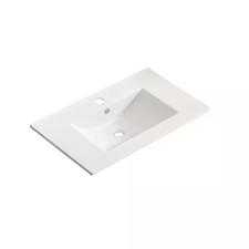 29.92 In. Drop-In Rectangular Ceramic Bathroom Sink Top in White with Overflow